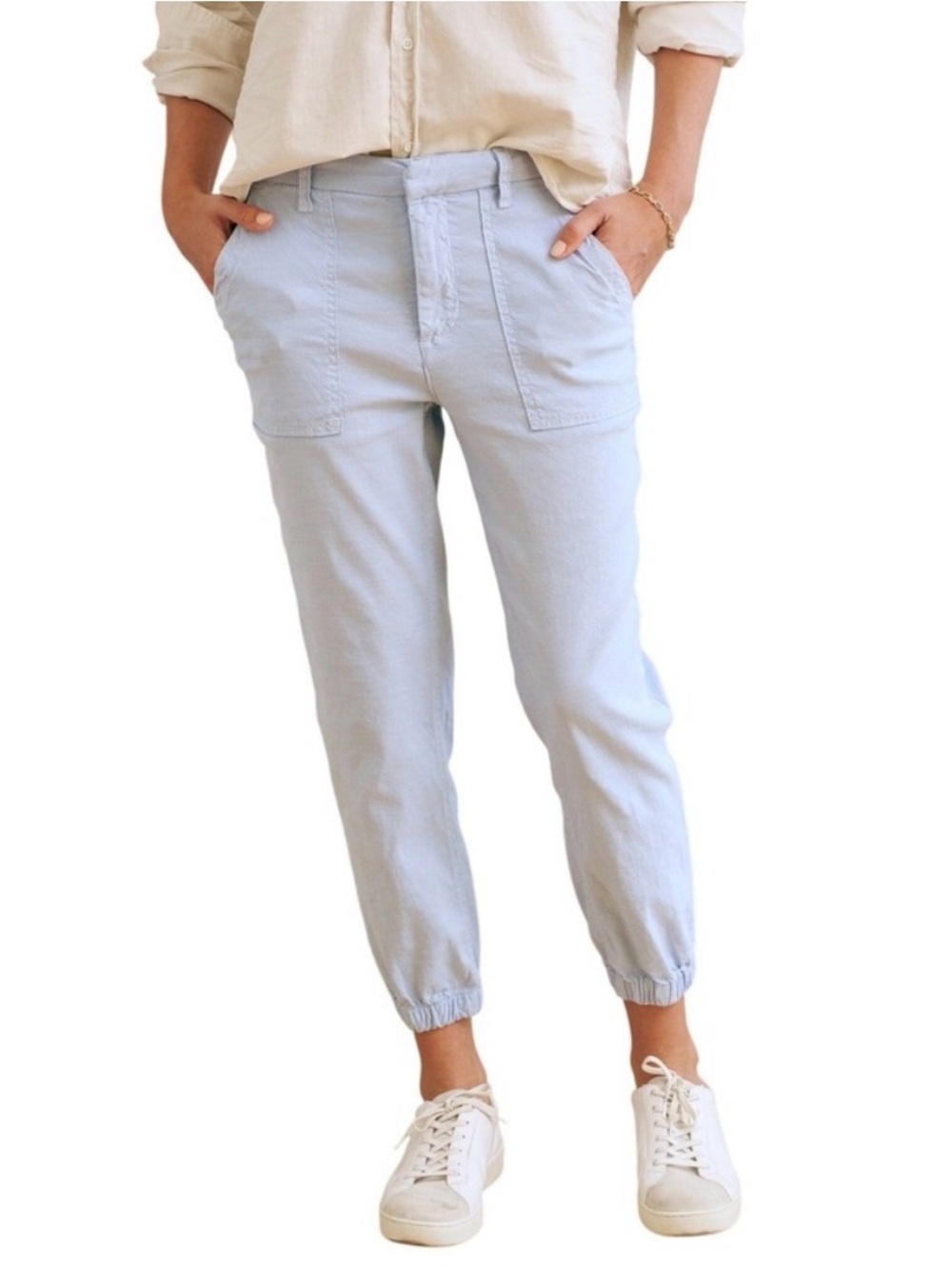 Frank &‎ Eileen Jameson Cotton Light Blue Utility Joggers Women’s Sz 6